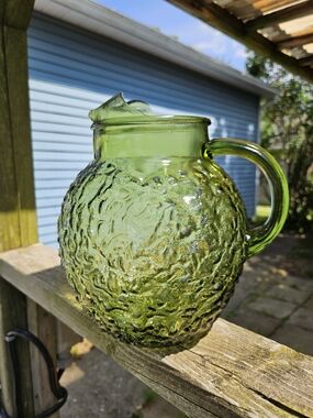 Vintage Anchor Hocking Lido Milano Avocado Pitcher